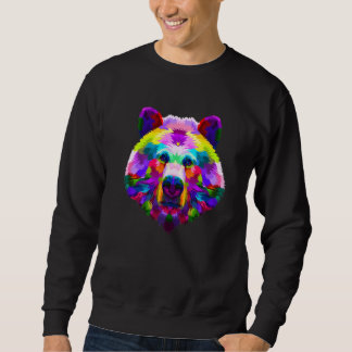 Farbenfrohe Bärendarstellung Bergwald Tier Sweatshirt