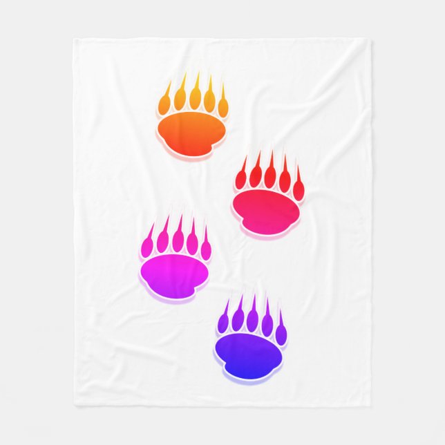 Farbenfrohe Bärenpaw-Keramik-Tile-Uhr Fleecedecke (Vorderseite)