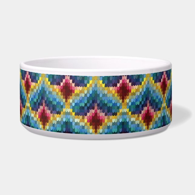 Farbenfrohe Bargello Stickerei Boho Chic Muster Napf (Vorderseite)