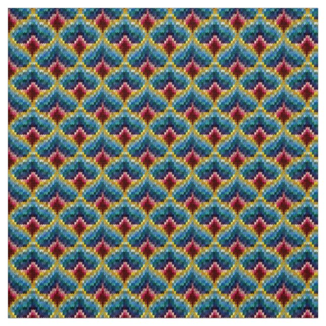 Farbenfrohe Bargello Stickerei Boho Chic Muster Stoff (Muster)