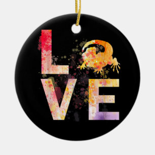 Farbenfrohe bärtige Drachen-Mama gibt Bartdrache Keramik Ornament