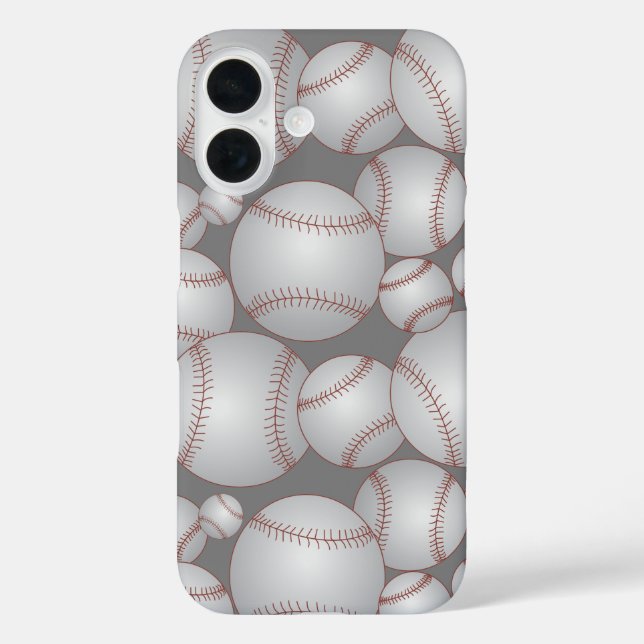 Farbenfrohe Baseballs Muster Grau Case-Mate iPhone Hülle (Rückseite)