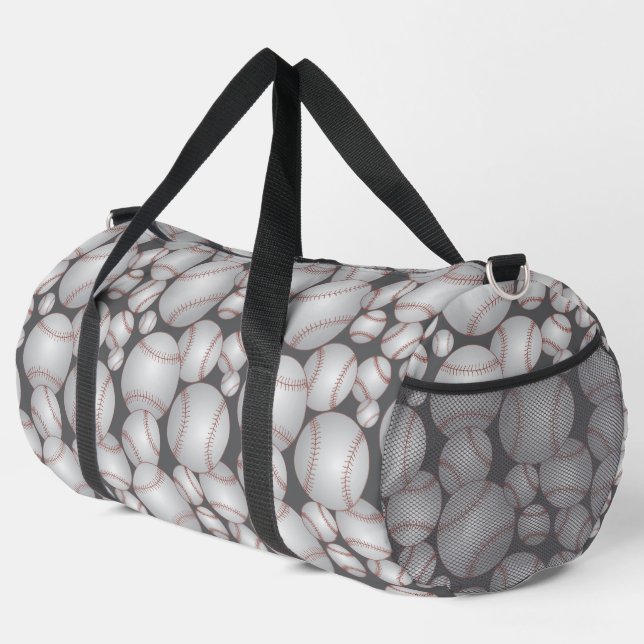 Farbenfrohe Baseballs Muster Grau Duffle Bag (Rechte Ecke)
