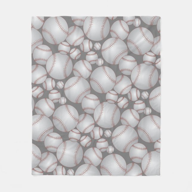 Farbenfrohe Baseballs Muster Grau Fleecedecke (Vorderseite)