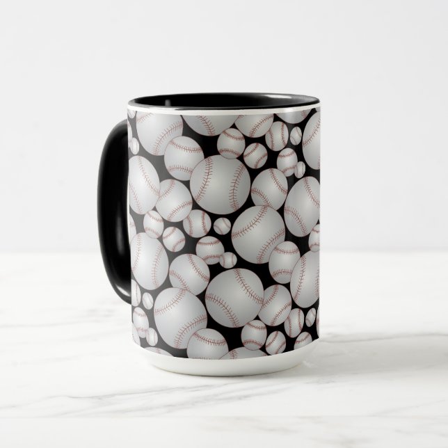 Farbenfrohe Baseballs Muster Grau Tasse (Vorderseite Links)