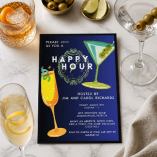 Farbenfrohe Basic Happy Hour Einladung