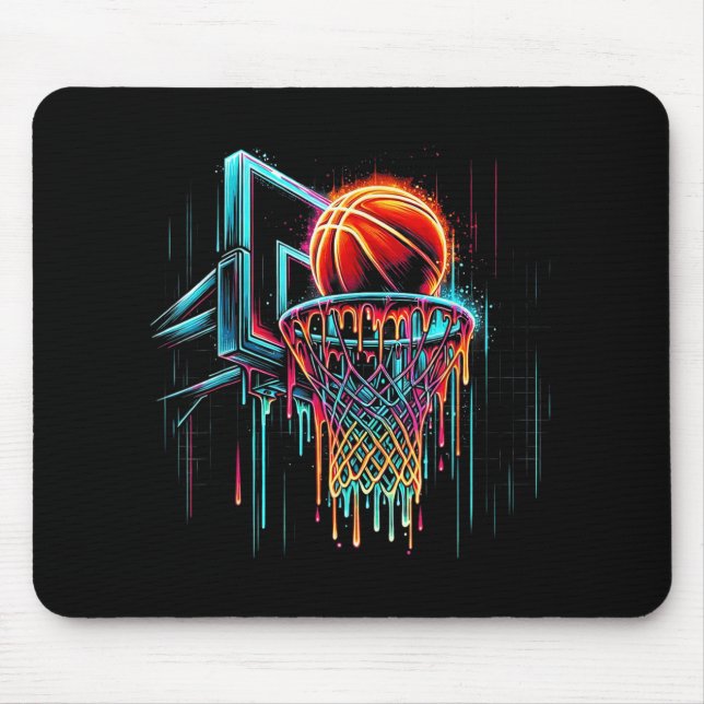 Farbenfrohe Basketball-Drilling Color Splash Hoop  Mousepad (Vorne)