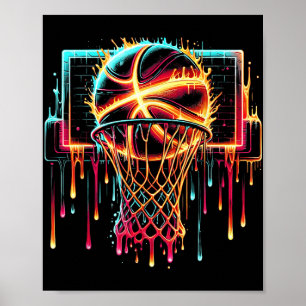 Farbenfrohe Basketball-Drilling Color Splash Hoop  Poster