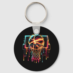 Farbenfrohe Basketball-Drilling Color Splash Hoop Schlüsselanhänger