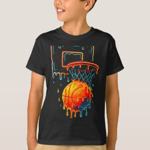 Farbenfrohe Basketball-Drilling Color Splash Hoop T-Shirt