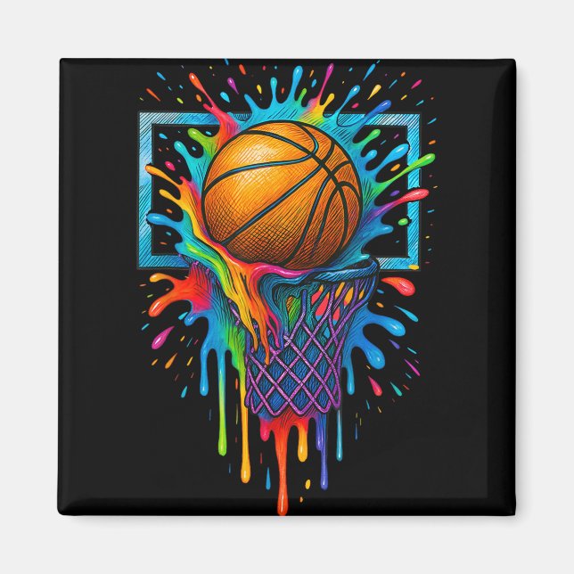 Farbenfrohe Basketball Farbe Splash Hoop Netz Slam Magnet (Vorne)