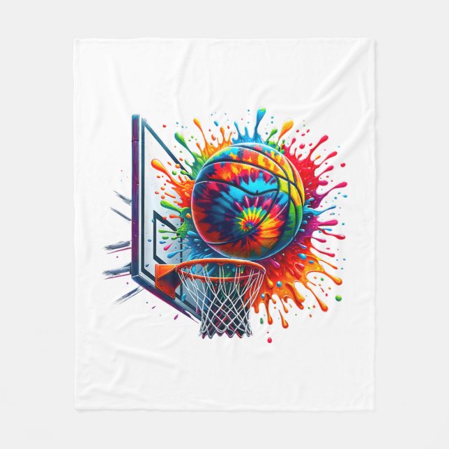 Farbenfrohe Basketball-Gefärbte Krawatte - Farbpal Fleecedecke (Vorderseite)