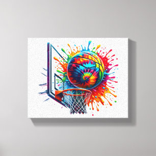 Farbenfrohe Basketball-Gefärbte Krawatte - Farbpal Leinwanddruck