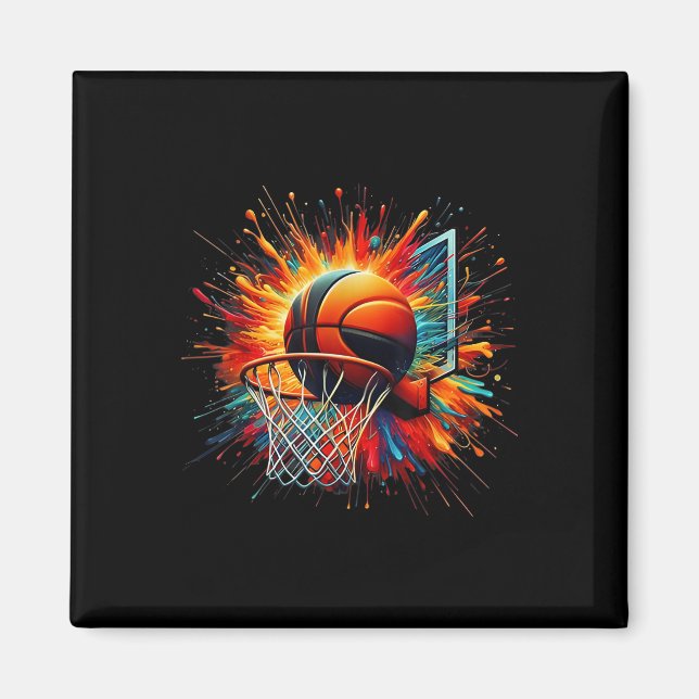 Farbenfrohe Basketball-Gefärbte Krawatte Farbschla Magnet (Vorne)
