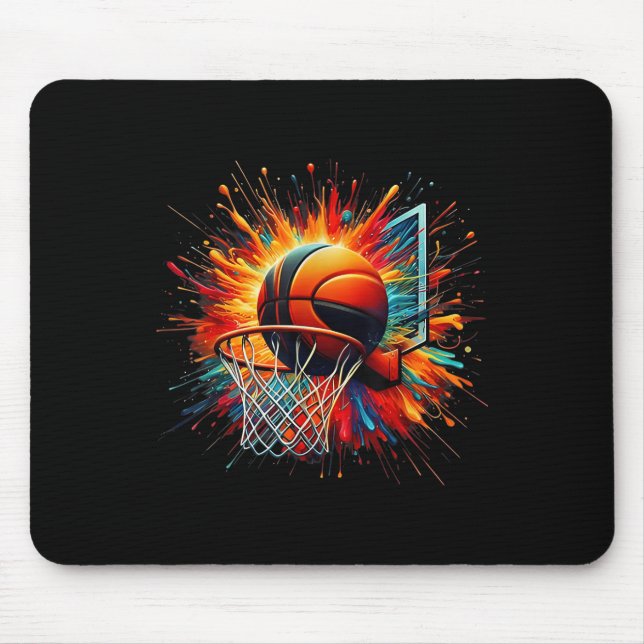 Farbenfrohe Basketball-Gefärbte Krawatte Farbschla Mousepad (Vorne)