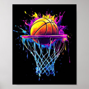 Farbenfrohe Basketball-Gefärbte Krawatte Farbschla Poster