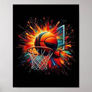 Farbenfrohe Basketball-Gefärbte Krawatte Farbschla Poster
