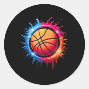 Farbenfrohe Basketball-Gefärbte Krawatte Farbschla Runder Aufkleber