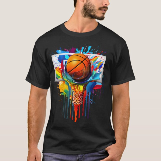 Farbenfrohe Basketball-Gefärbte Krawatte Farbschla T-Shirt (Vorderseite)