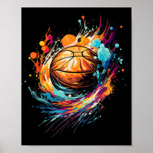 Farbenfrohe Basketball Gefärbte Krawatte Splash Ba Poster