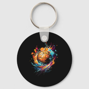 Farbenfrohe Basketball Gefärbte Krawatte Splash Ba Schlüsselanhänger