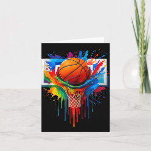 Farbenfrohe Basketball Rainbow Color Splash Hoop N Karte