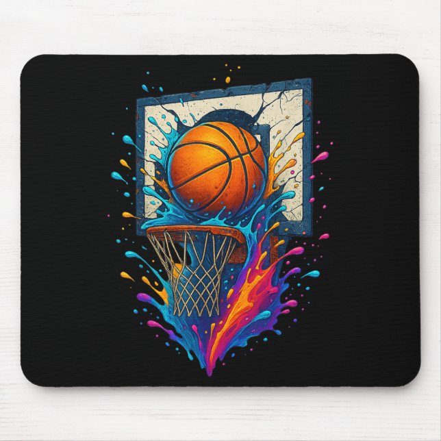 Farbenfrohe Basketball Slam Dunk Splash Hoop Backb Mousepad (Vorne)