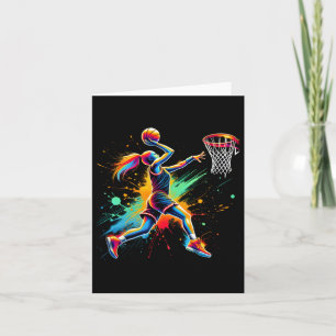 Farbenfrohe Basketballspielermädchen Karte