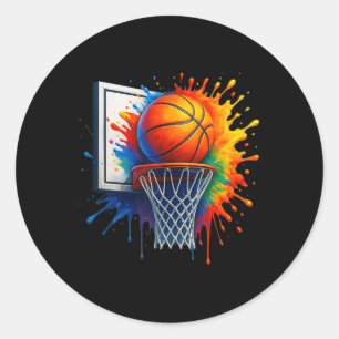 Farbenfrohe Basketballstraße mit Graffiti Dri Runder Aufkleber
