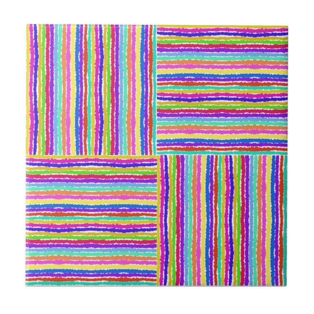 Farbenfrohe Basketweberhandzeichnung Fliese (Vorderseite)