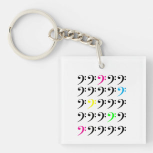 Farbenfrohe Bass Clef Schlüsselkette Schlüsselanhänger
