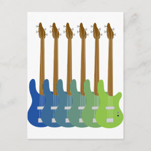 Farbenfrohe Bass Guitars Postkarte