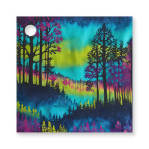 Farbenfrohe Batik Forest Art Geschenketiketts