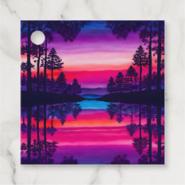 Farbenfrohe Batik Forest Art Geschenketiketts Geschenkanhänger