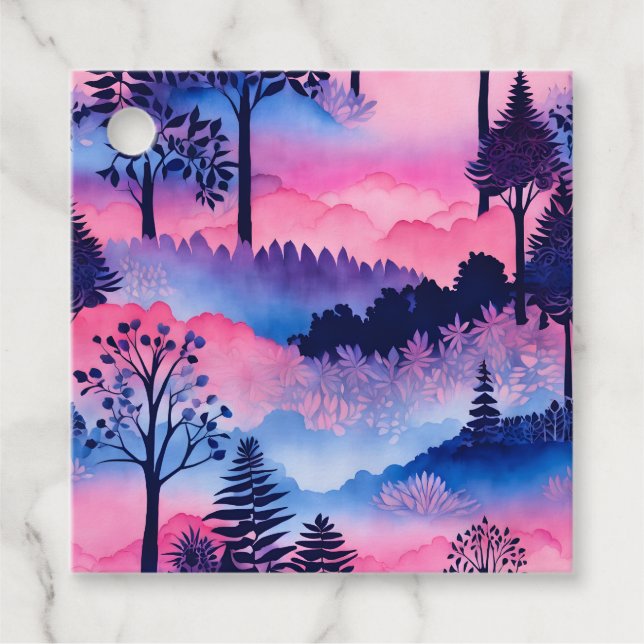 Farbenfrohe Batik Forest Art Geschenketiketts Geschenkanhänger (Vorderseite)