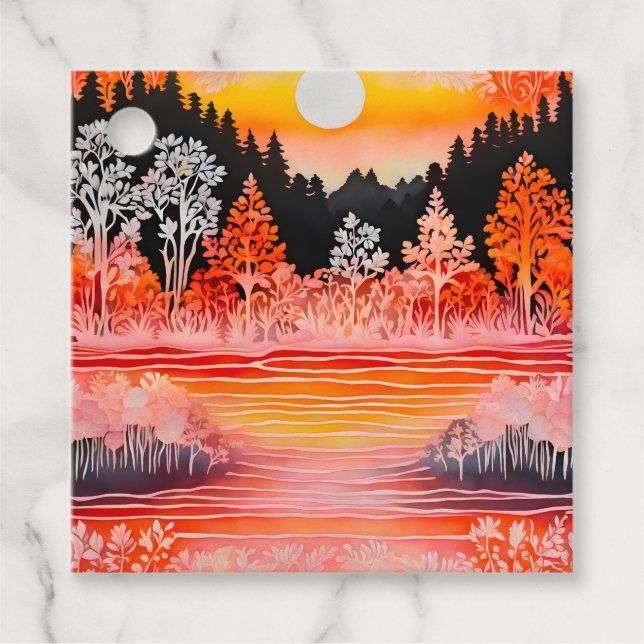 Farbenfrohe Batik Forest Art Geschenketiketts Geschenkanhänger (Vorderseite)