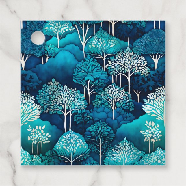 Farbenfrohe Batik Forest Art Geschenketiketts Geschenkanhänger (Vorderseite)