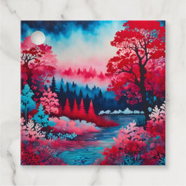 Farbenfrohe Batik Forest Art Geschenketiketts Geschenkanhänger