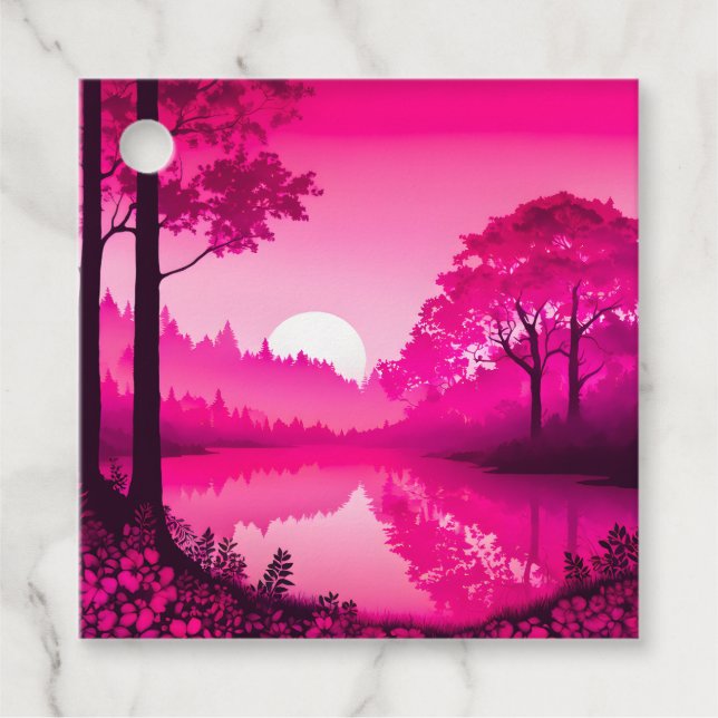 Farbenfrohe Batik Forest Art Geschenketiketts Geschenkanhänger (Vorderseite)