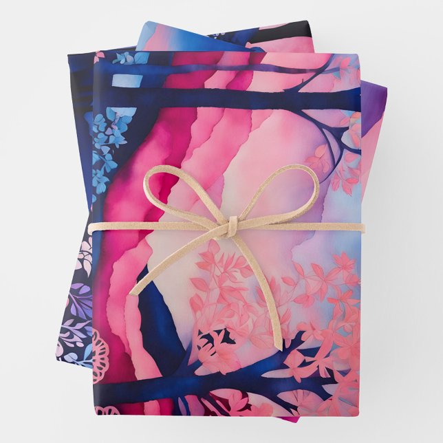 Farbenfrohe Batik Forest Art Wrapping Paper Shees Geschenkpapier Set (Von Creator hochgeladen)