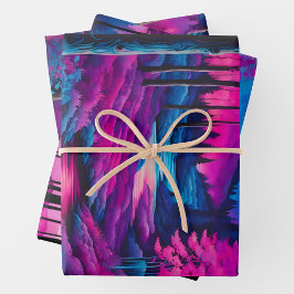 Farbenfrohe Batik Forest Art Wrapping Paper Shees Geschenkpapier Set