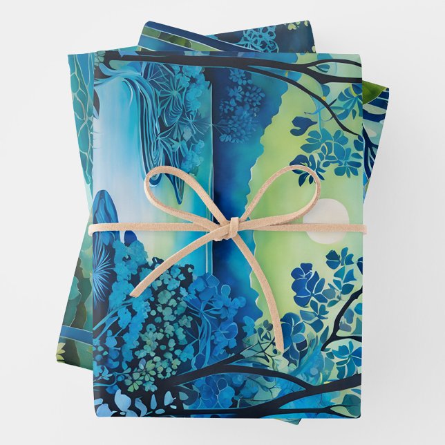 Farbenfrohe Batik Forest Art Wrapping Paper Shees Geschenkpapier Set (Von Creator hochgeladen)