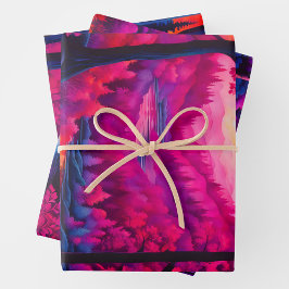 Farbenfrohe Batik Forest Art Wrapping Paper Shees Geschenkpapier Set