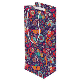 Farbenfrohe Batik-Illustration Natur Blumenmuster Geschenktüte Für Weinflaschen