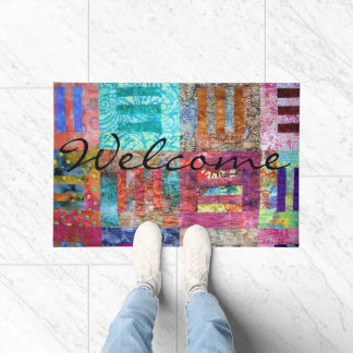 Farbenfrohe Batik Squares Quilt Doormat Fußmatte