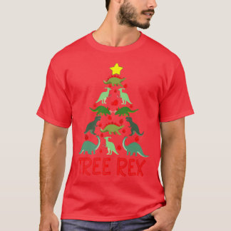 Farbenfrohe Baum Weihnachten Treere Funny Dinosaur T-Shirt