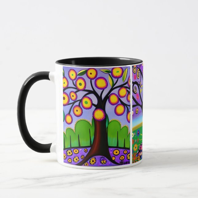 Farbenfrohe Bäume | Kunst des Volkes | KI Art Tasse (Links)