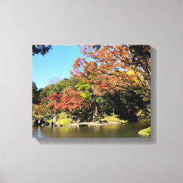 Farbenfrohe Bäume Landschaft im japanischen Garten Leinwanddruck
