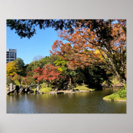 Farbenfrohe Bäume Landschaft im japanischen Garten Poster