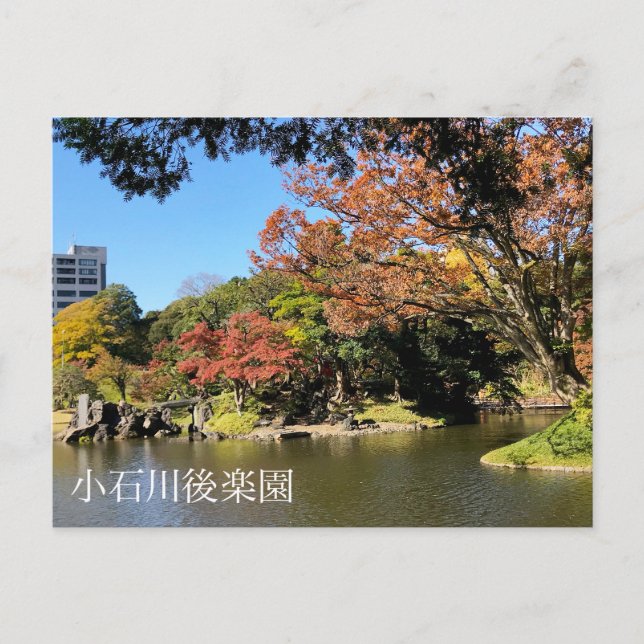 Farbenfrohe Bäume Landschaft im japanischen Garten Postkarte (Vorderseite)
